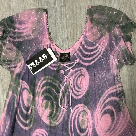 NWT! Women's Style Purple/Orange Tie Dye Swing Dress - One Size - Picture 8 of 10